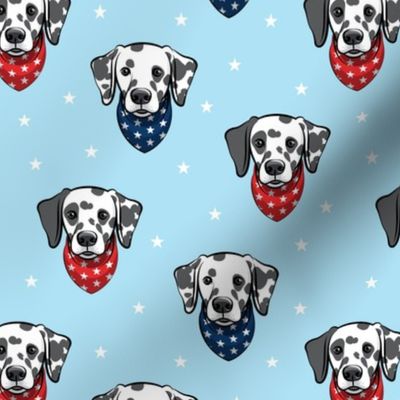 Dalmatians with bandanas - stars on blue - LAD19