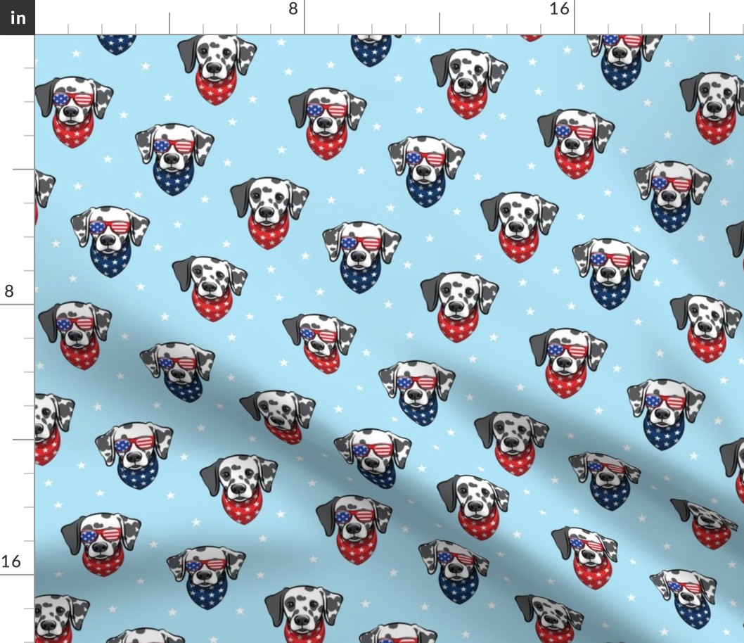 Dalmatians with bandanas and glasses - stars on blue  - LAD19