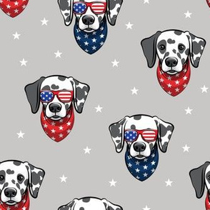 Dalmatians with bandanas and glasses - stars on grey - LAD19
