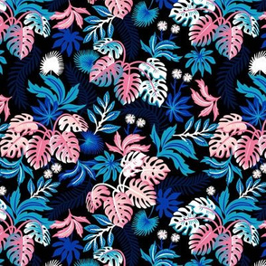 Lola Floral - Black/Cyan/Pink