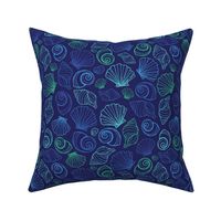 Dark blue sea shells pattern