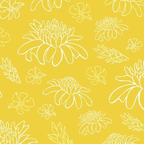 Yellow tropical flowers pattern