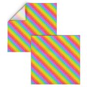 White Confetti on Diagonal Bright Rainbow Gradient