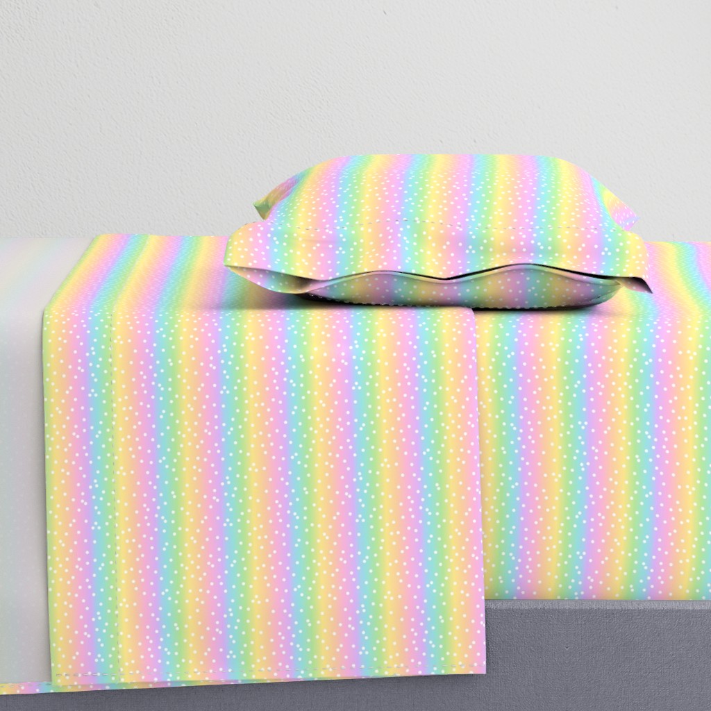 White Confetti on Horizontal Pastel Rainbow Gradient (Small Scale)