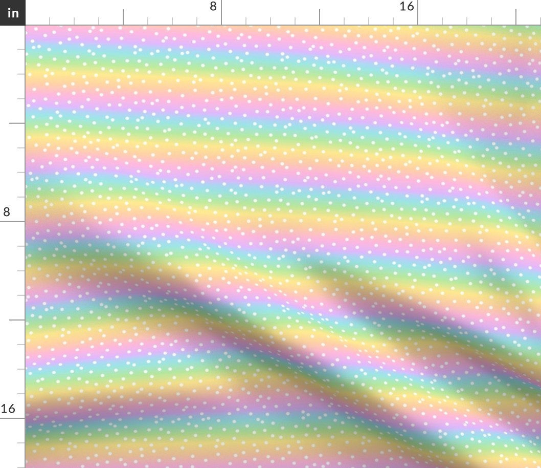 White Confetti on Horizontal Pastel Rainbow Gradient (Small Scale)