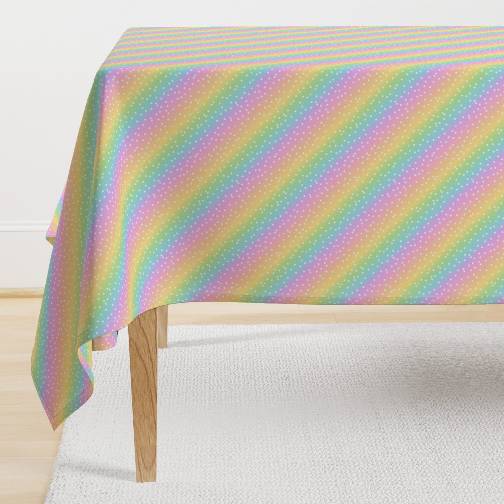 White Confetti on Diagonal Pastel Rainbow Gradient (Small Scale)