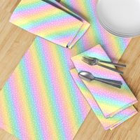 White Confetti on Diagonal Pastel Rainbow Gradient (Small Scale)