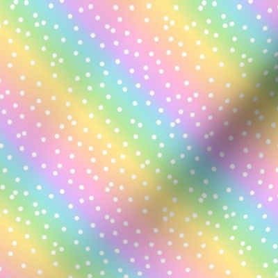 White Confetti on Diagonal Pastel Rainbow Gradient (Small Scale)