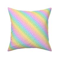 White Confetti on Diagonal Pastel Rainbow Gradient (Small Scale)