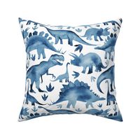 Navy Blue dinosaurs on white - larger scale