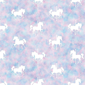 Carousel Horses Pattern in Cotton Candy Watercolor