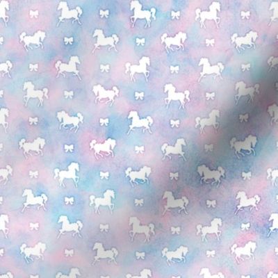 Micro Horses and Bows Pattern in Cotton Candy Watercolor