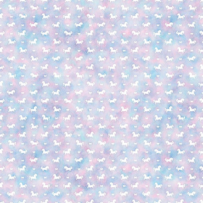 Micro Horses and Bows Pattern in Cotton Candy Watercolor