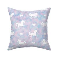 Horses and Bows Pattern in Cotton Candy Watercolor