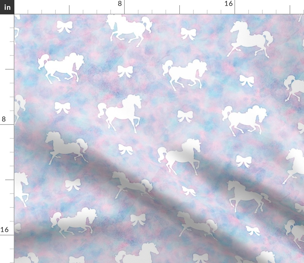 Horses and Bows Pattern in Cotton Candy Watercolor