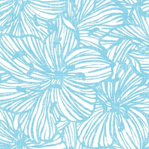 tropical lily line work in teal 