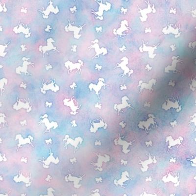 Micro Ditsy Horses and Bows Pattern in Cotton Candy Watercolor