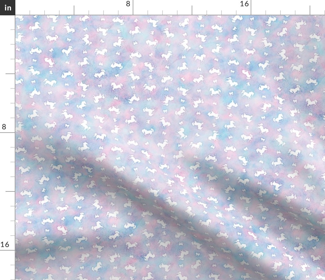 Micro Ditsy Horses and Bows Pattern in Cotton Candy Watercolor