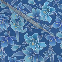 Silk painted Lilies in Blues and Aquas