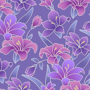 Silk painted lilies in pinks and purples