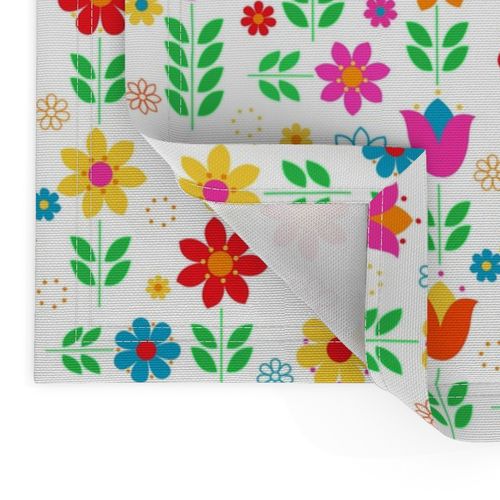 Scandinavian Spring Floral Multi-Directional on White