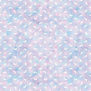 Micro Ditsy Unicorn Pattern on Cotton Candy Watercolor