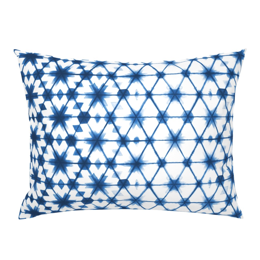 Shibori Stars Indigo // shibori tie dye geometric hexagon moroccan star faded boho indigo blue fabric