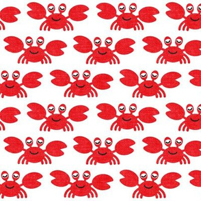 cute crabs - nautical summer - white - LAD19