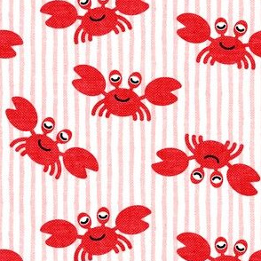 cute crabs - nautical summer - pink stripes - LAD19