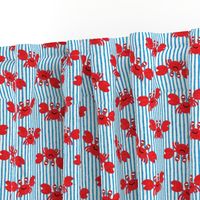 cute crabs - nautical summer - bright blue stripes - LAD19