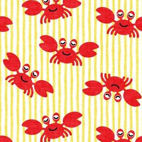 cute crabs - nautical summer - yellow stripes - LAD19