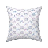 Micro Carousel Pattern in Cotton Candy Watercolor on White