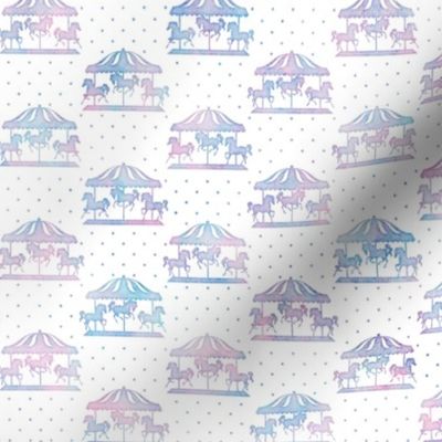 Micro Carousel Pattern in Cotton Candy Watercolor on White