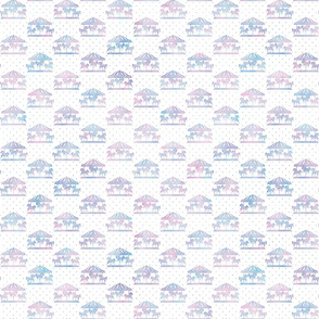 Micro Carousel Pattern in Cotton Candy Watercolor on White