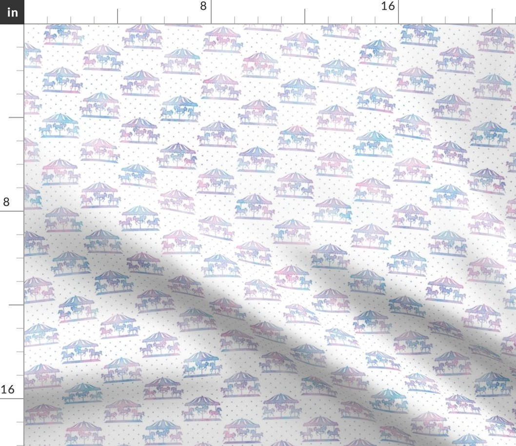 Micro Carousel Pattern in Cotton Candy Watercolor on White