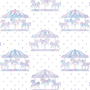 Carousel Pattern in Cotton Candy Watercolor or White