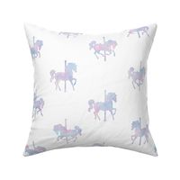 Carousel Horse Pattern in Cotton Candy Watercolor on White