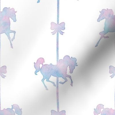 Carousel Stripes Pattern in Cotton Candy Watercolor on White