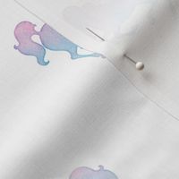 Unicorn Pattern in Cotton Candy Watercolor on White