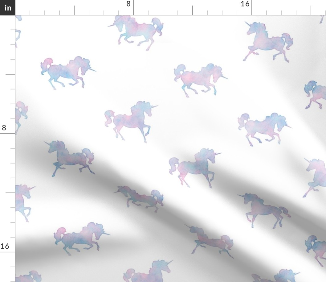Unicorn Pattern in Cotton Candy Watercolor on White