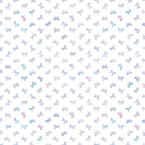 Micro Ditsy Unicorn Pattern in Cotton Candy Watercolor on White