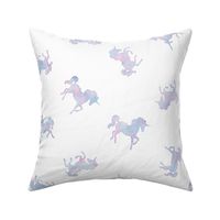 Ditsy Unicorn Pattern in Cotton Candy Watercolor on White