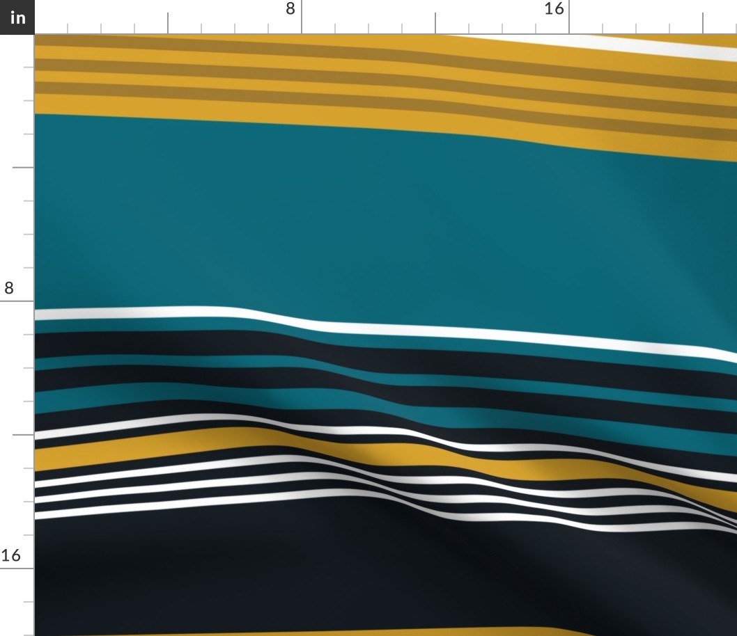 The Gold the Black and the Teal - Giant Stripes - Horizontal - with White