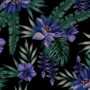 Kahlia Floral - Black/Dark Purple/Green