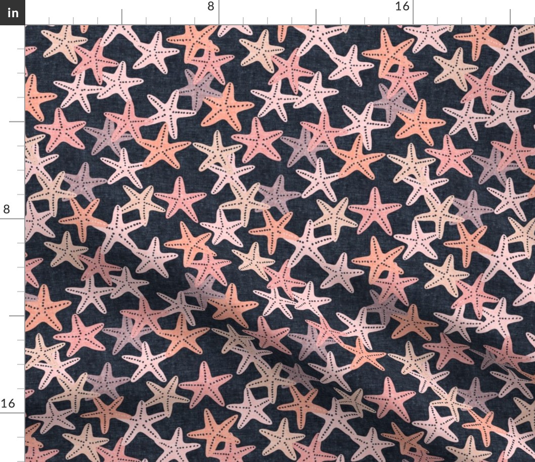 Starfish - pink on blue - summer beach nautical - LAD19