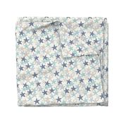 Starfish - multi blue - summer beach nautical - LAD19