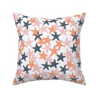 Starfish - coral and blue - summer beach nautical - LAD19