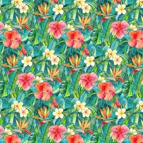 Classic Tropical Garden in watercolors 2  extra small print