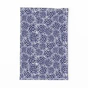 Blue Shibori diamond squares overlap pattern