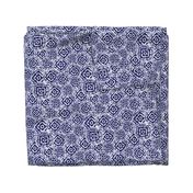 Blue Shibori diamond squares overlap pattern